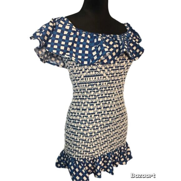 ANTHROPOLOGIE Corey Lynn Calter Off-The-Shoulder Smocked Mini Dress size small p - Picture 2 of 13
